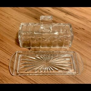 Glass retro butter dish